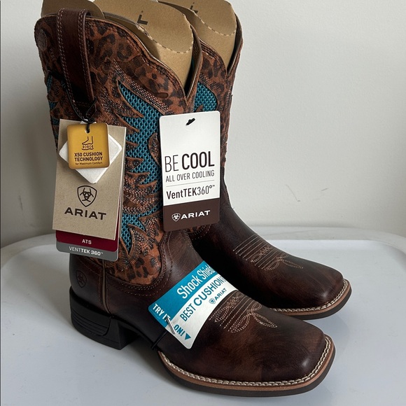 Ariat Women’s Pinto VentTEK 360 Western Wide Square Toe Brown Boots NWT in Box - Picture 3 of 11